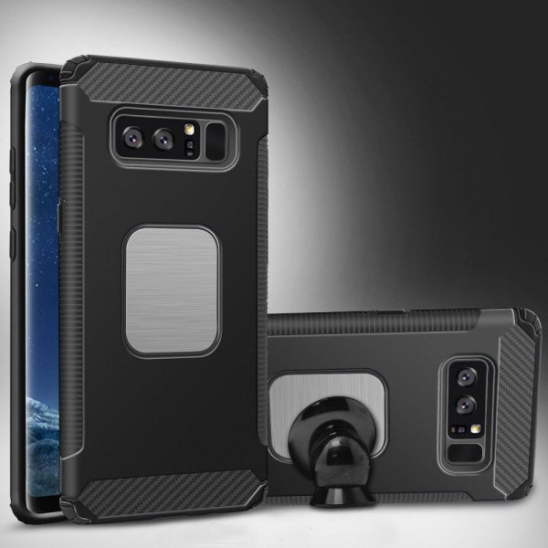 Wholesale Galaxy Note 8 Metal Plate Hybrid Case for Magnetic Holder (Black)